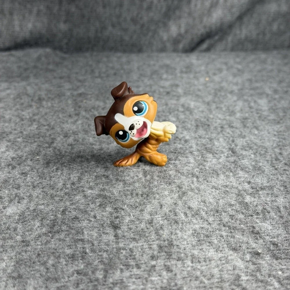 Hasbro Littlest Pet Shop Brown Collie #237 Dog Figure 2007 LPS Toy Blue Eyes
